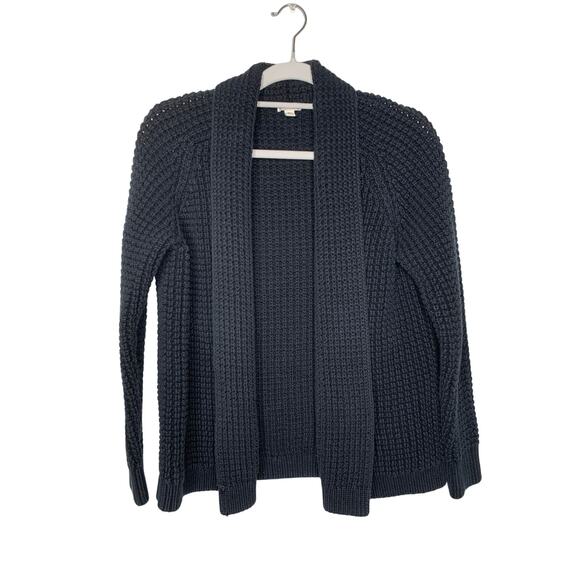 GAP Black Heavy Weight Open Front Chunky Knit Cotton Cardigan - Picture 1 of 4